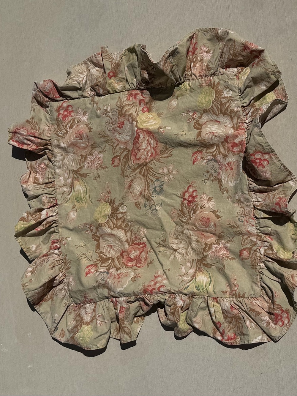 Ralph Lauren Charlotte Ruffle 100% Cotton Floral Pillow Cover